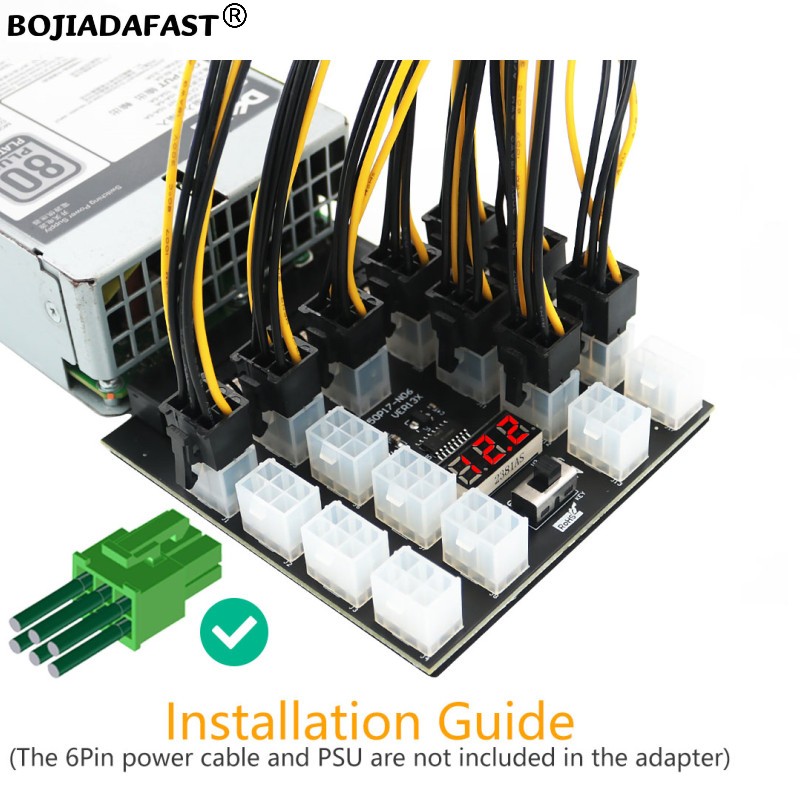 2400W Server Psu Breakout Board - 17 * แผงวงจรแยกสายไฟ PSU สำหรับเซิร์ฟเวอร์ พร้อมสวิตช์เปิด/ปิด