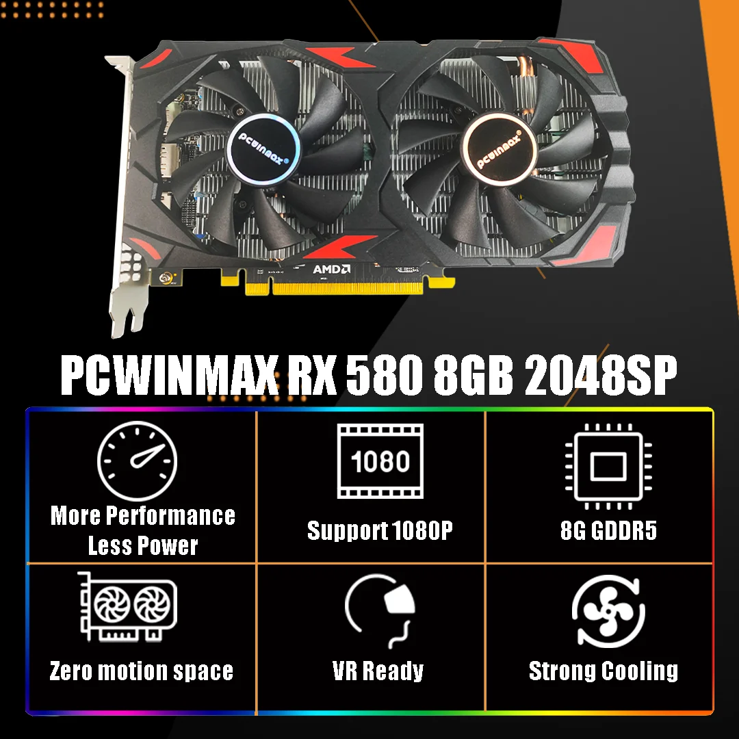 PCWINMAX ใหม่ Radeon RX580 8GB - Rx 580 8Gb 2048Sp Gpu บทวิจารณ์และราคา